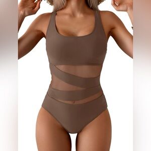 B2prity Women's Mesh One Piece Swimsuit Tummy Control  Push Up Slimming